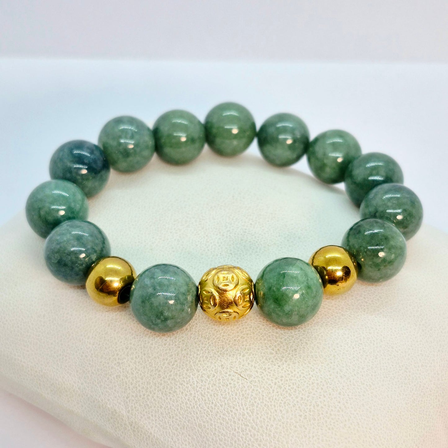 Natural Burmese Jadeite Jade Bracelet in 10 and 13mm Stones