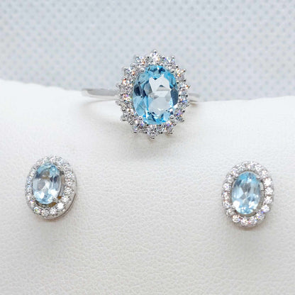 Natural Blue Topaz Ring with 2.3ct Stone in Sterling Silver