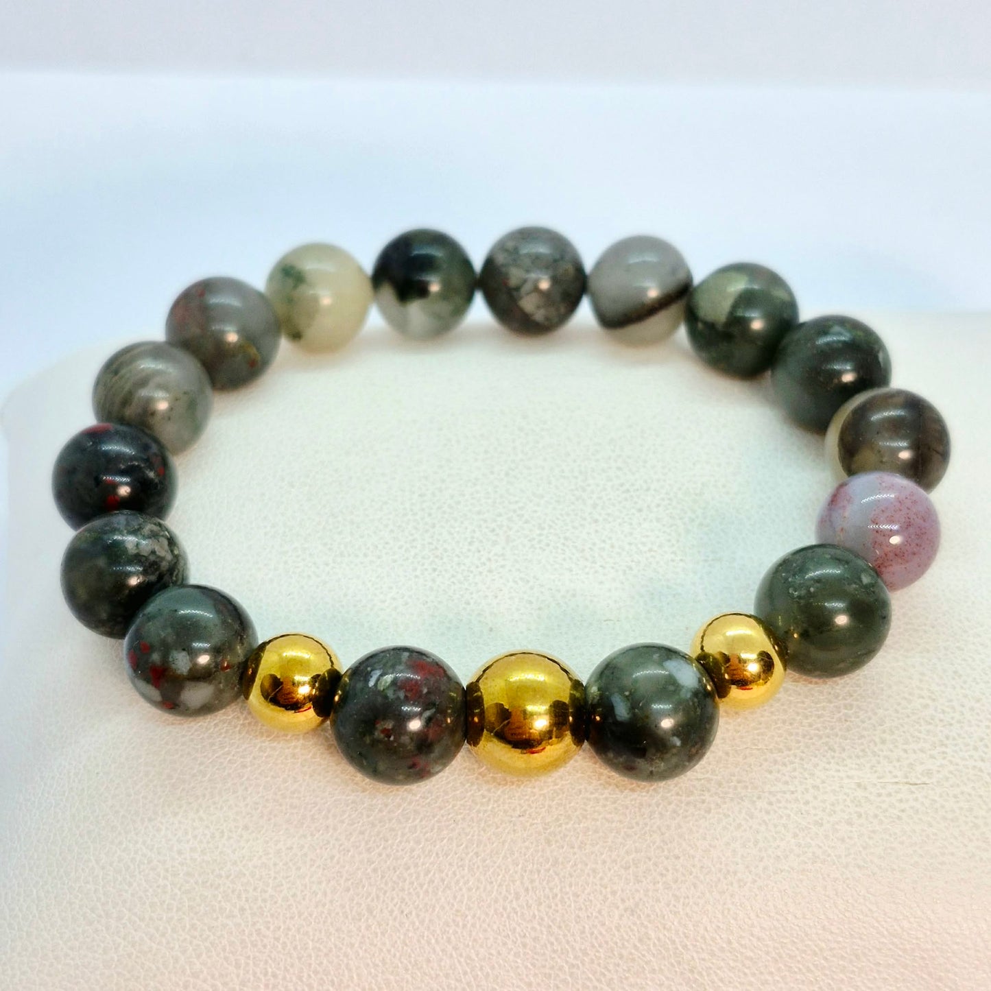 Natural African Bloodstone Bracelet in 10mm Stones