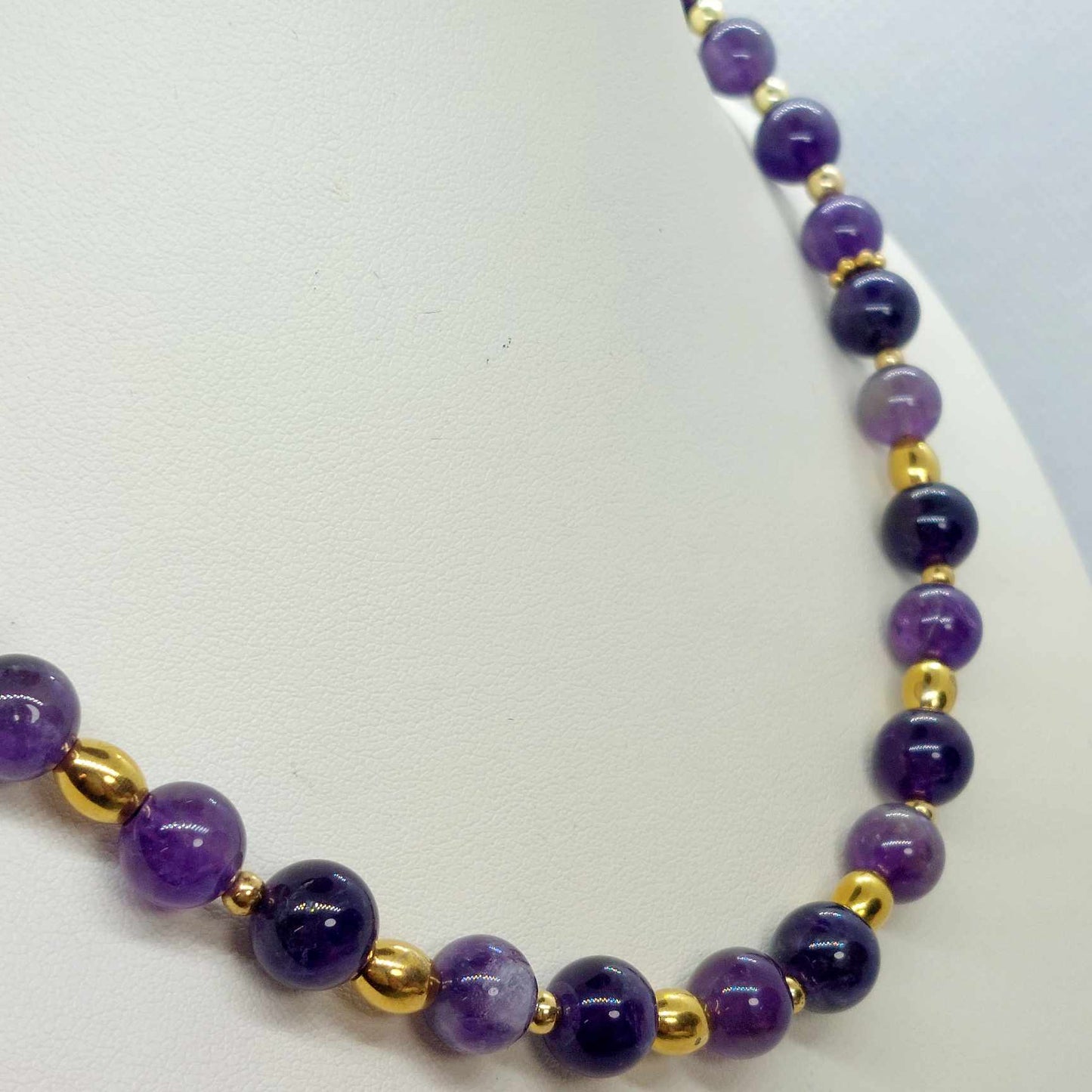 Natural Amethyst Choker Necklace in 10mm Stones
