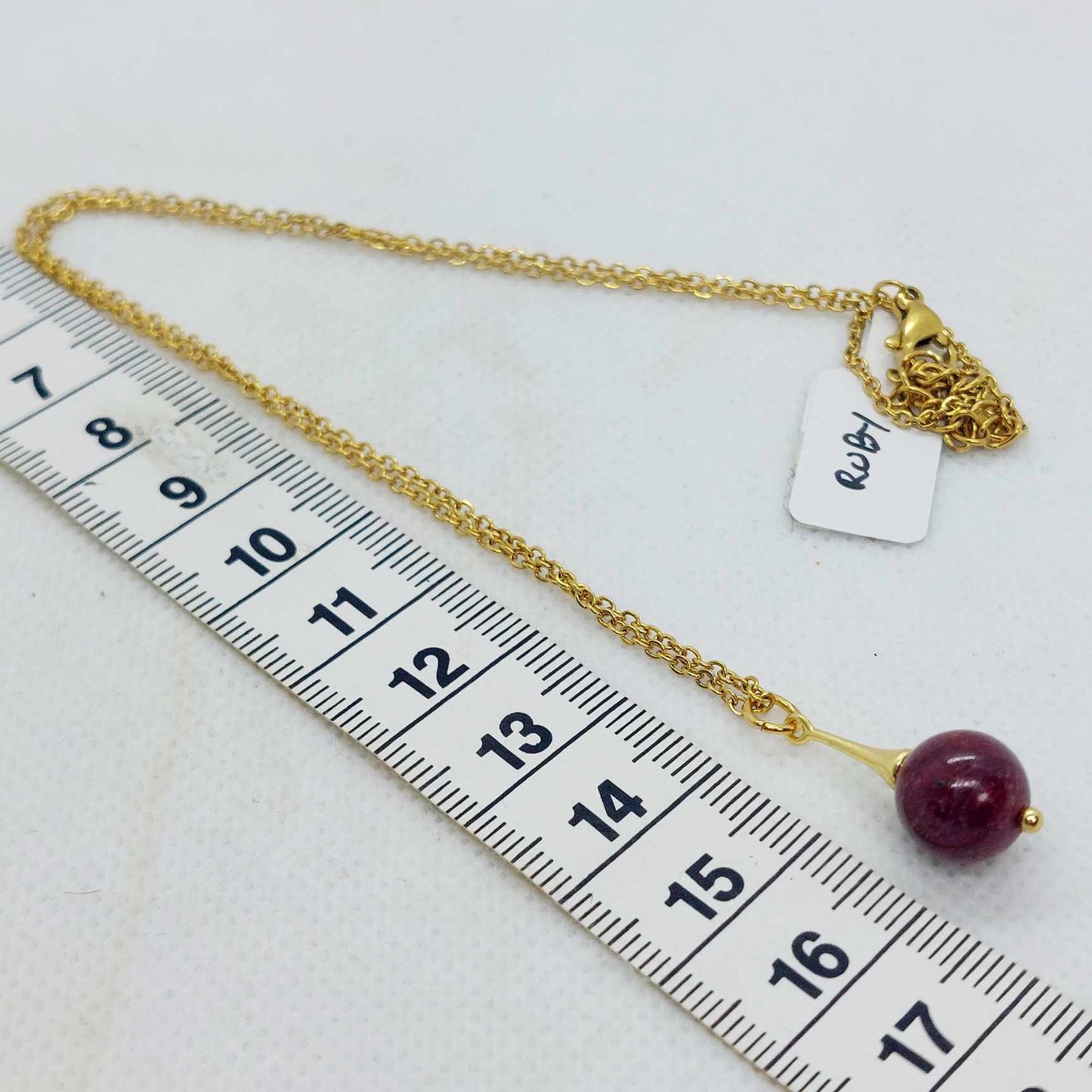Natural AAA Ruby Stone Set in Stainless Steel Gold Plated