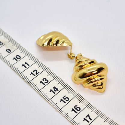Large Shell Shaped Earrings in Gold Plated Stainless Steel