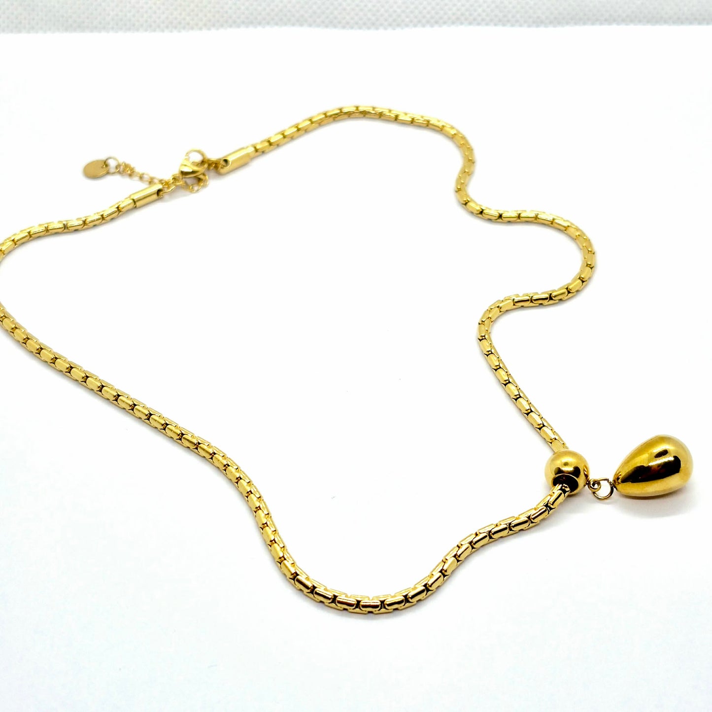 Raindrop Pendant Necklace in Gold Plated Stainless Steel