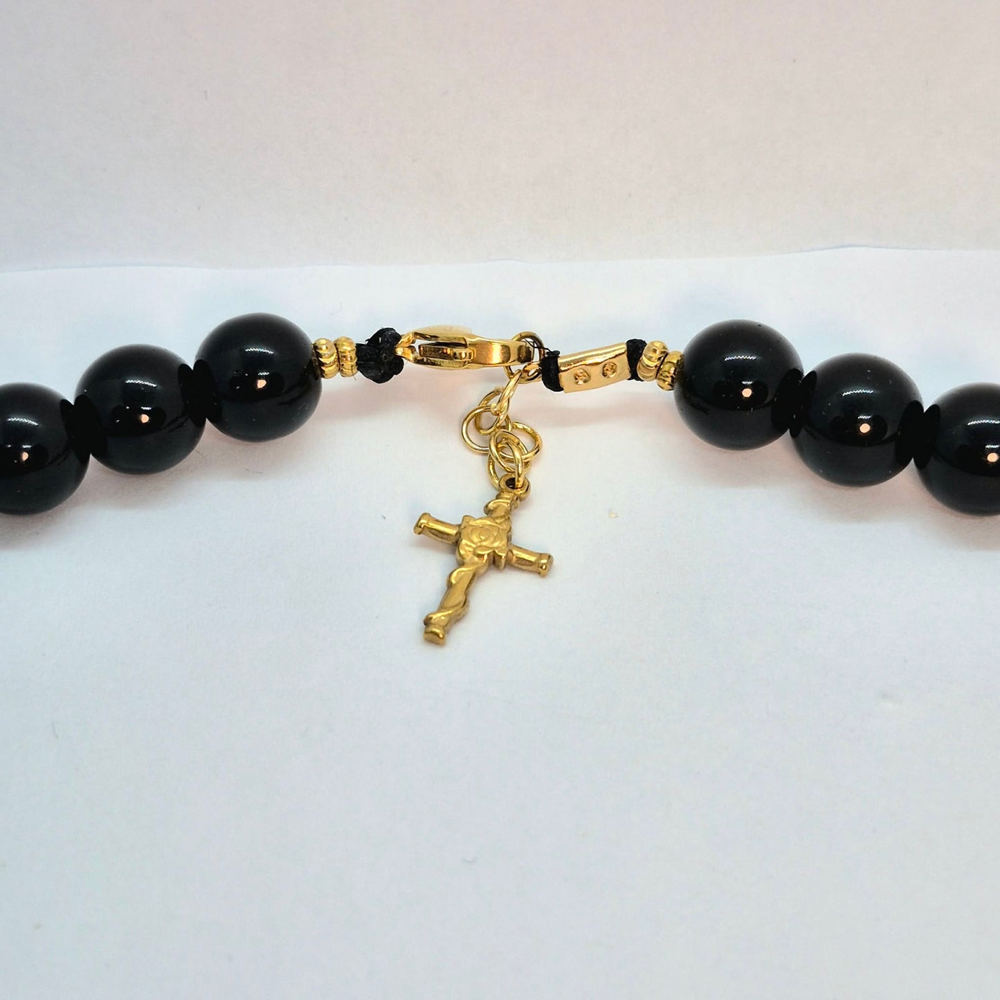Natural Obsidian Necklace Choker in 12mm Stones with Obsidian Nine Tailed Fox Pendant