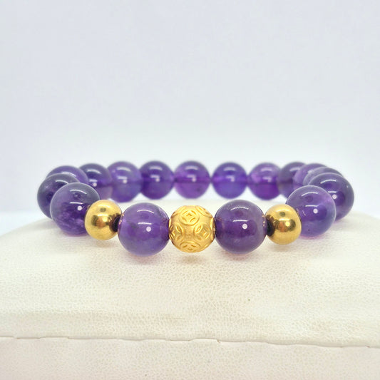 Natural Amethyst Bracelet in 10mm Stones