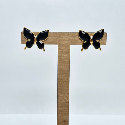 Butterfly Stud Earrings in Stainless Steel Gold Plating