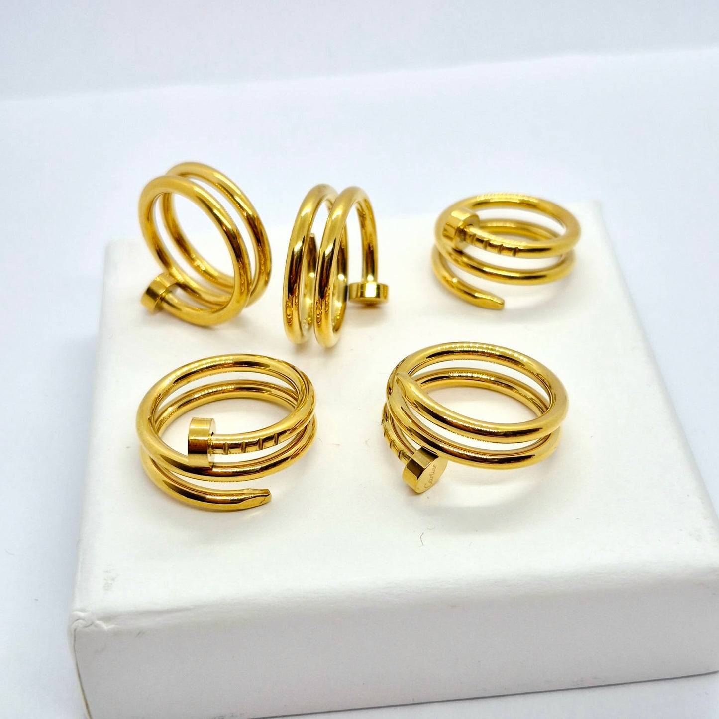 Nail Ring in Gold Plated Stainless Steel