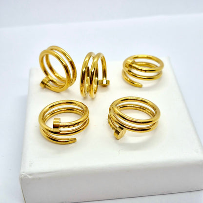 Nail Ring in Gold Plated Stainless Steel