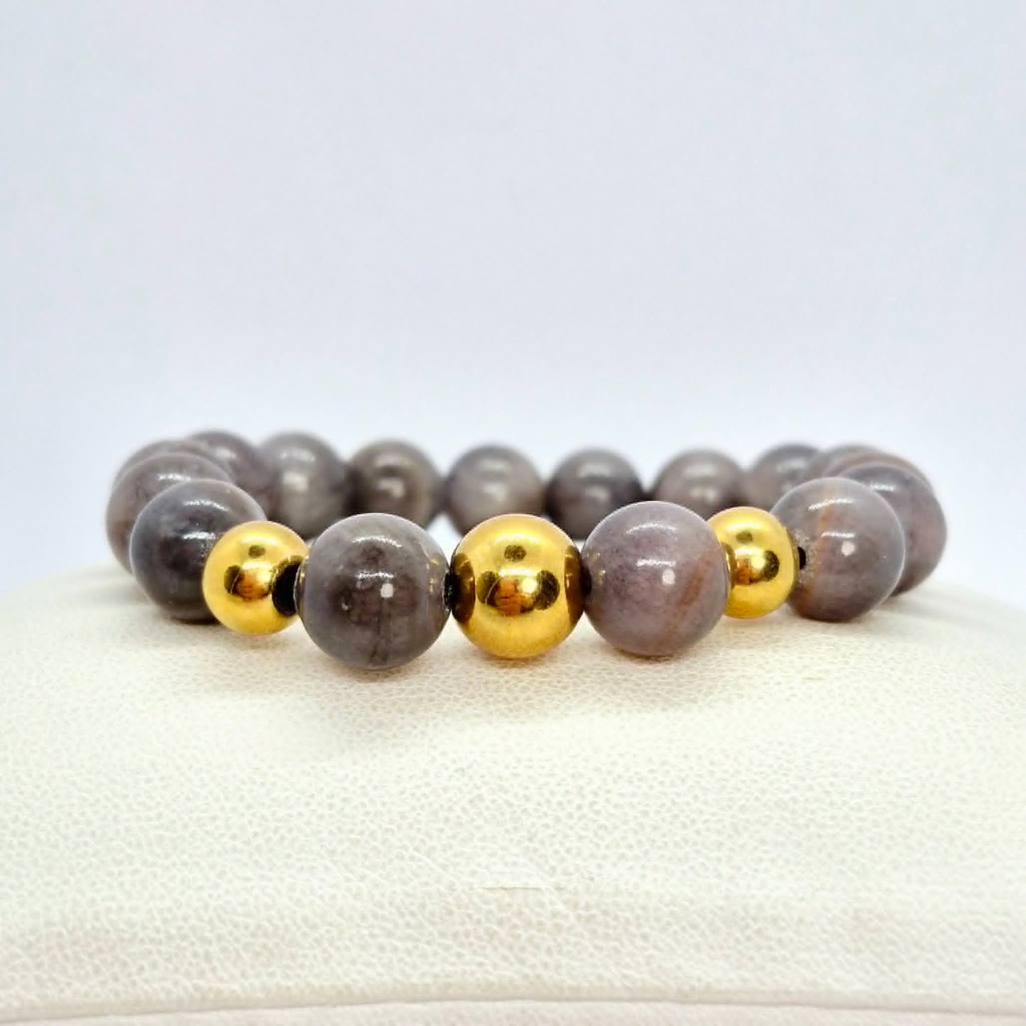 Natural Grey Jade Bracelet with 10mm Stones