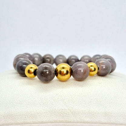 Natural Grey Jade Bracelet with 10mm Stones