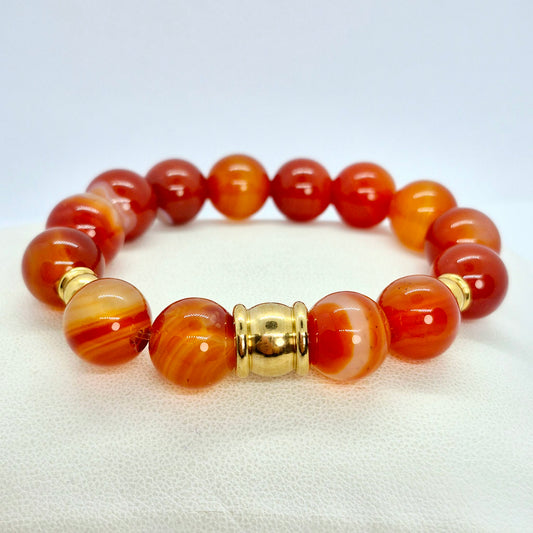 Natural Carnelian Bracelet in 12mm Stones