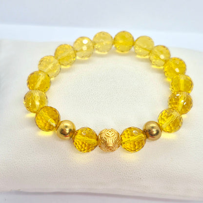 Natural Faceted Citrine Bracelet with 10 or 12mm Stones