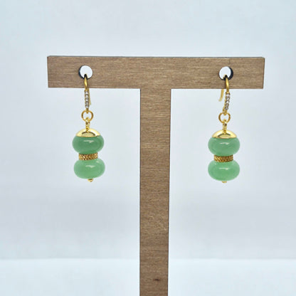 Natural Aventurine Earrings in Stainless Steel Gold Plated