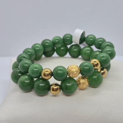 Natural Chinese Jade Bracelet in 10 and 12m Stones