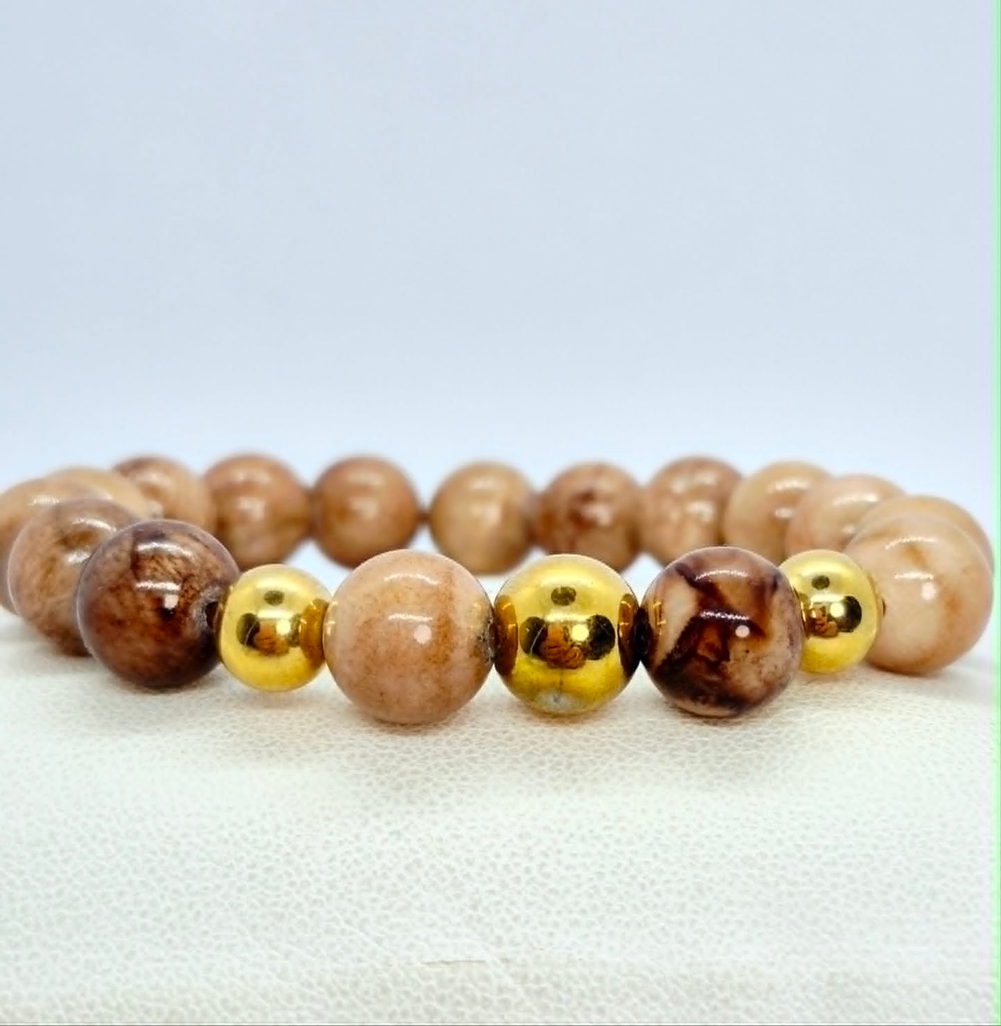 Natural Light Brown Jade Bracelet with 12mm Stones