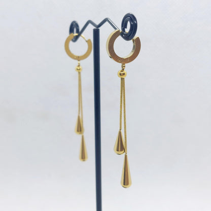 Dangle Raindrop Earrings in Gold Plated Stainless Steel