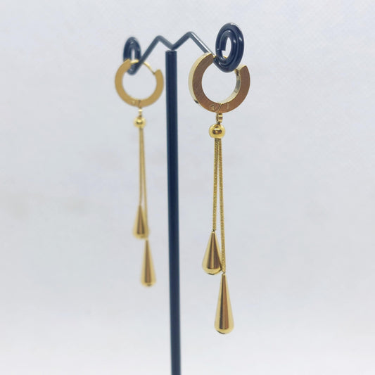 Dangle Raindrop Earrings in Gold Plated Stainless Steel