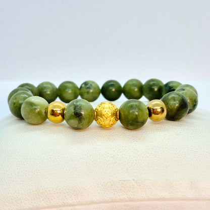 Natural Canadian Jade Bracelet in 10mm Stones