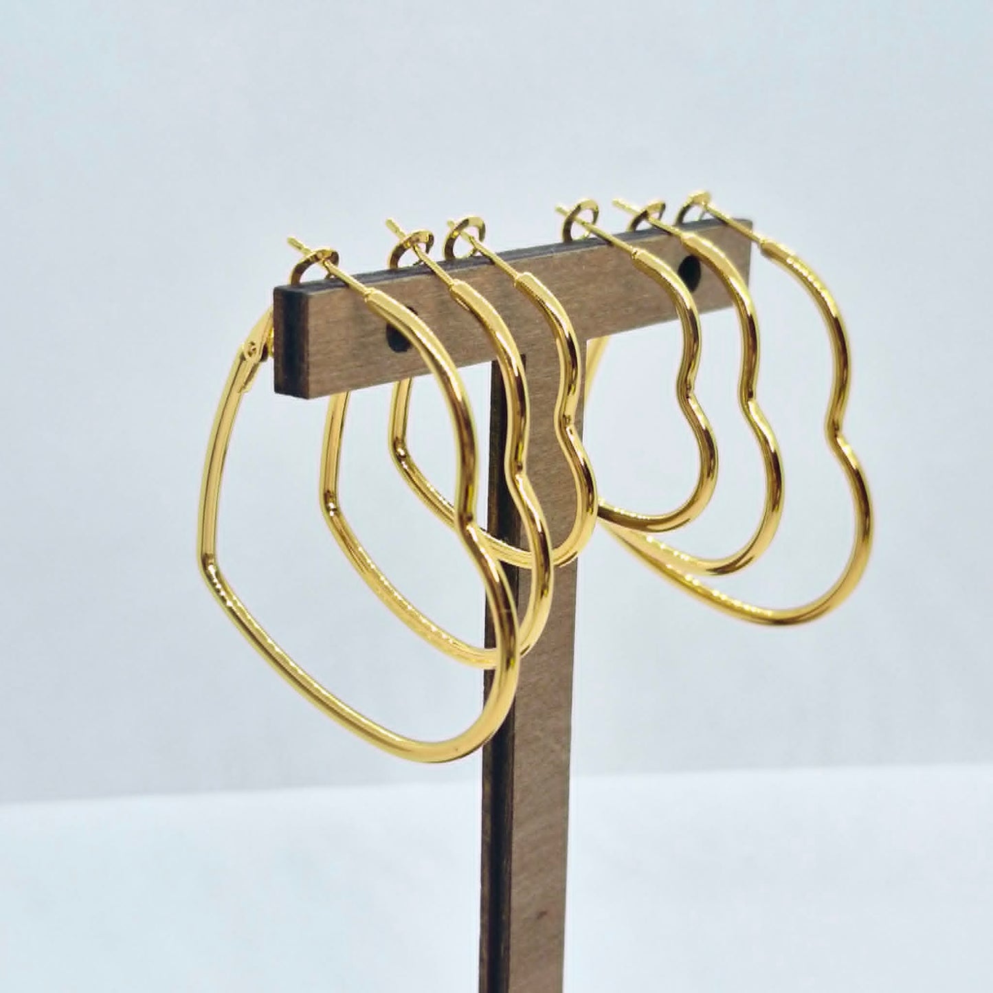 Stainless Steel Gold Plated Heart Hoop Earrings