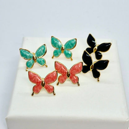Butterfly Stud Earrings in Stainless Steel Gold Plating
