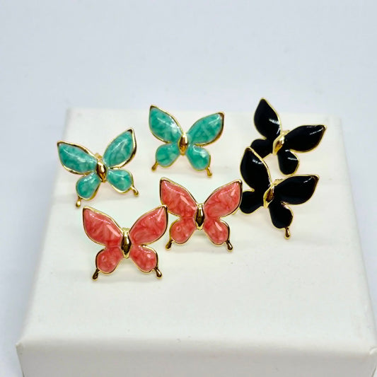Butterfly Stud Earrings in Stainless Steel Gold Plating