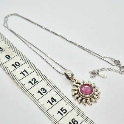 Natural Ruby Stone Pendant with Sterling Silver Setting and Necklace Chain