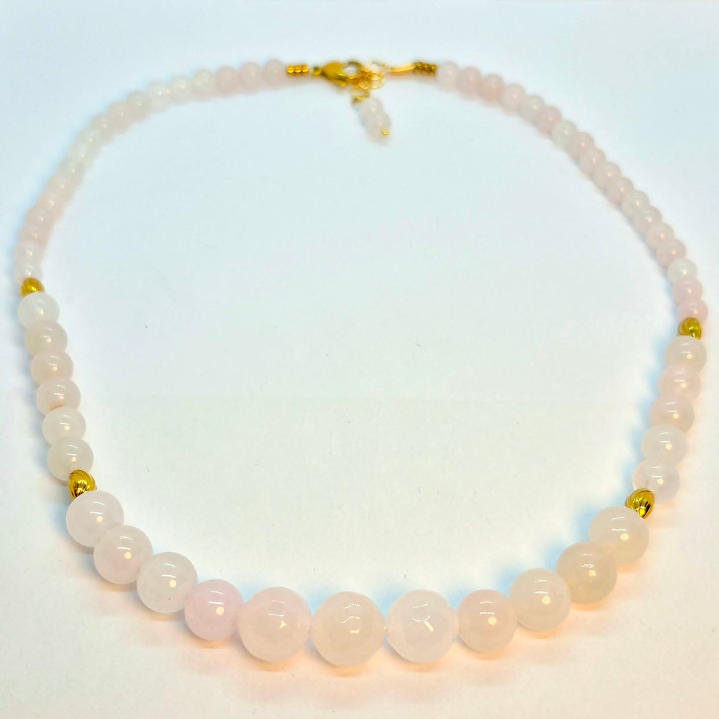 Natural Rose Quartz Necklace Choker in 8-12mm Stones