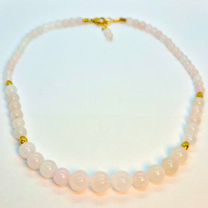 Natural Rose Quartz Necklace Choker in 8-12mm Stones