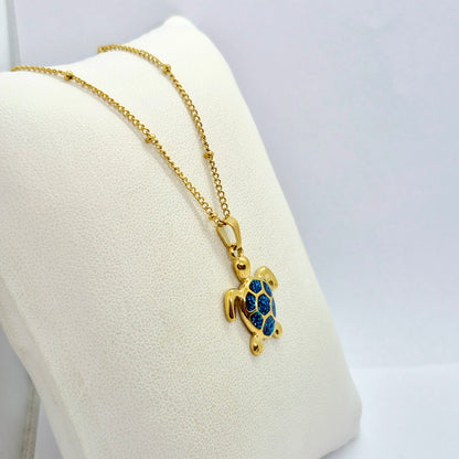 Turtle Pendant with Chain Necklace in Gold Platted Stainless Steel