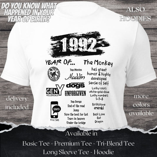 1992 TShirt and Hoodie is a Creative Graphic design for Men and Women born in this year