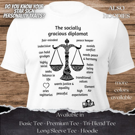 Libra Star Sign Personality Traits TShirt and Hoodie for Men and Women