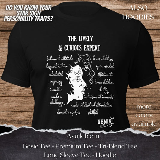 Gemini Star Sign Personality Traits TShirt and Hoodie for Men and Women