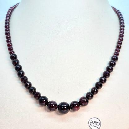 Natural Dark Red Garnet Necklace with 4,6,8 and 10mm Stones