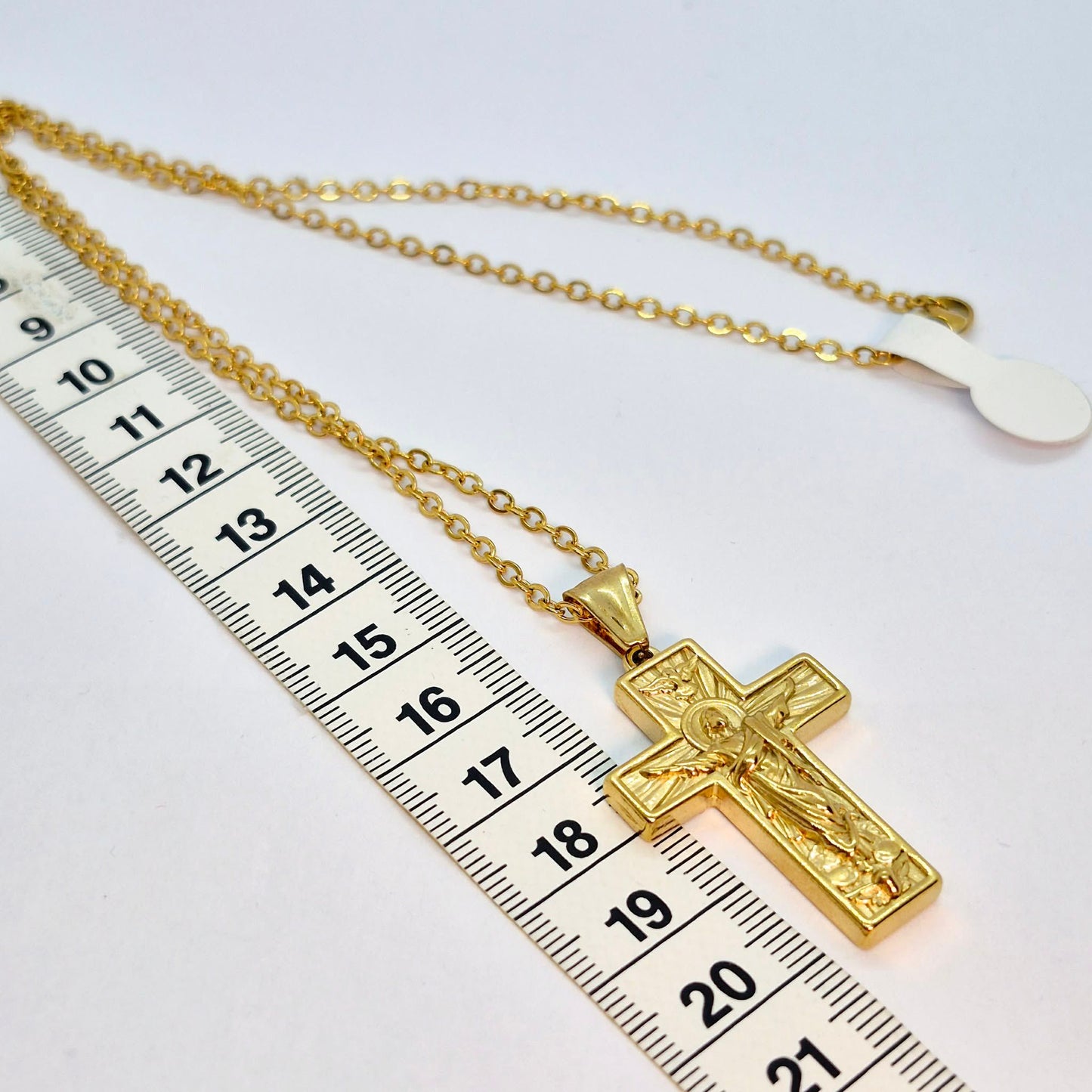 Cross Pendant with Chain Necklace in Gold Platted Stainless Steel