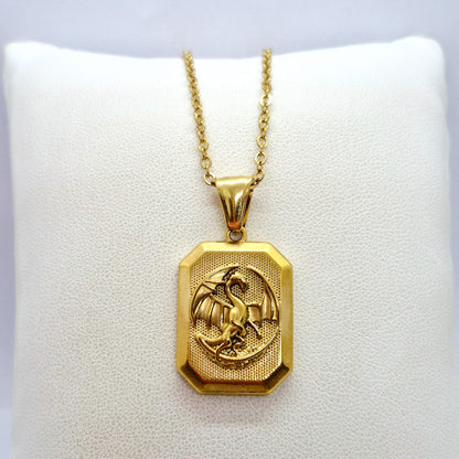 Dragon Pendant with Chain Necklace in Gold Platted Stainless Steel