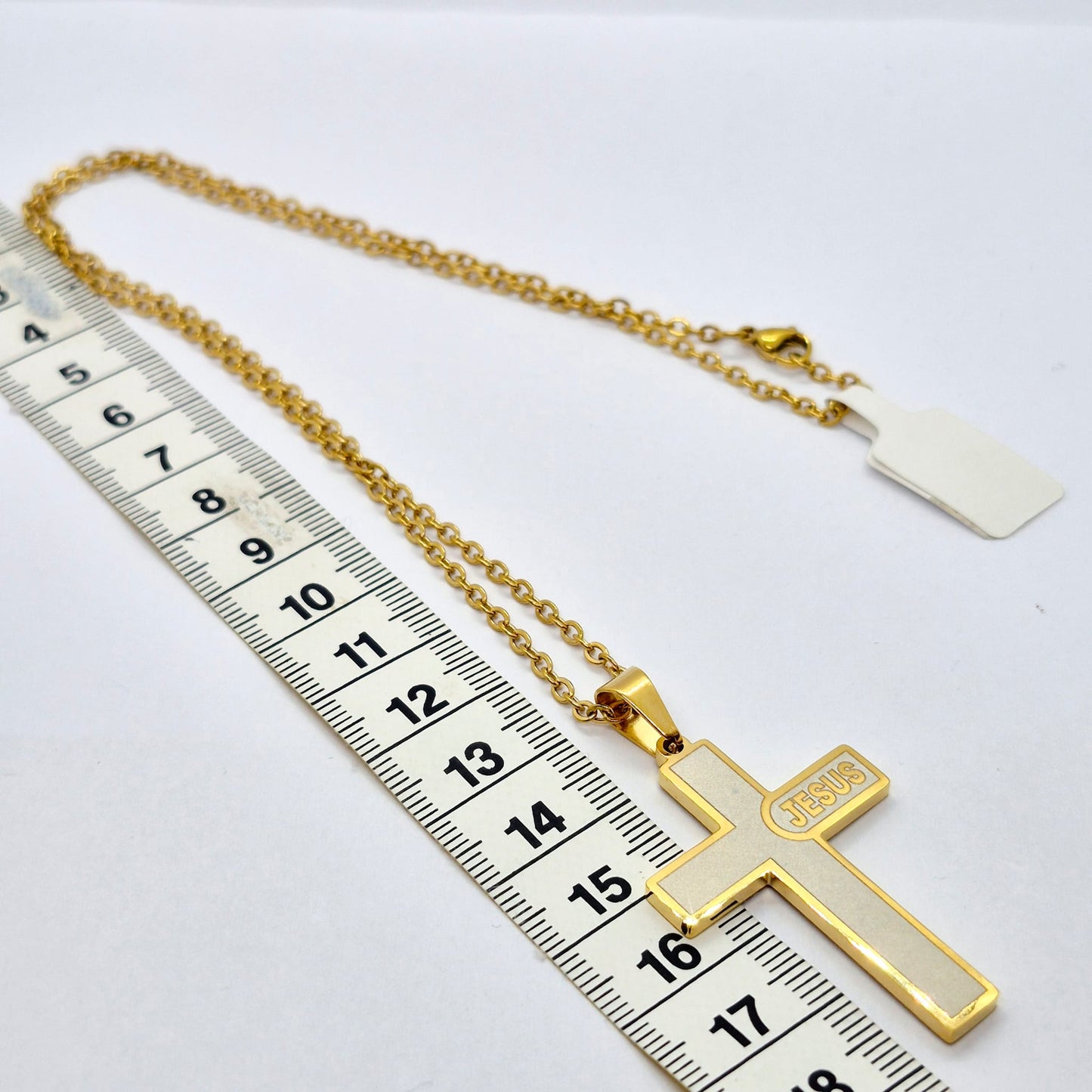 Cross Pendant with Chain Necklace in Gold Platted Stainless Steel