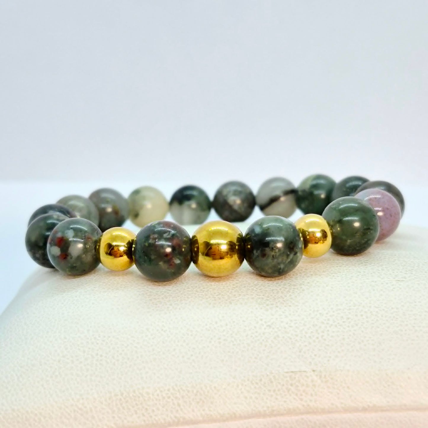 Natural African Bloodstone Bracelet in 10mm Stones