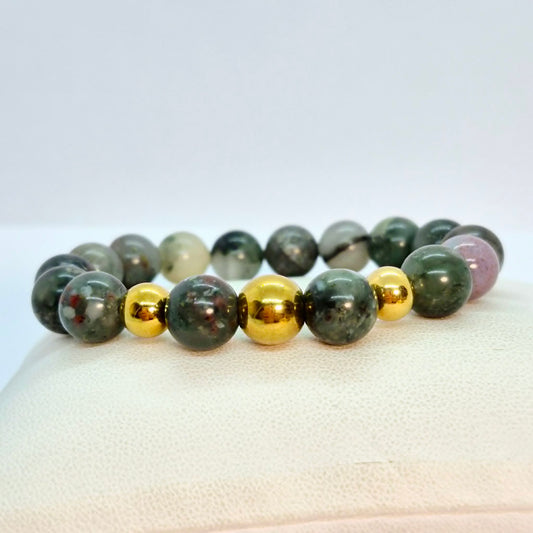 Natural African Bloodstone Bracelet in 10mm Stones