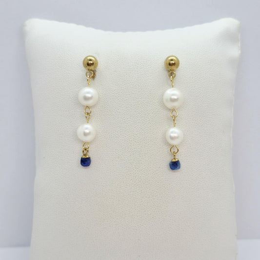 Natural Pearl Dangle Earrings in Gold Plated Stainless Steel