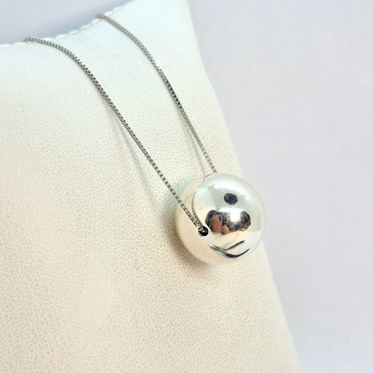 925 Sterling Silver Ball Pendant Necklace with Sterling Silver Chain