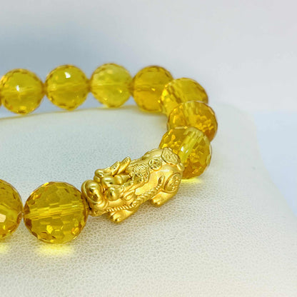 Natural Faceted Citrine Bracelet with 10 or 12mm Stones