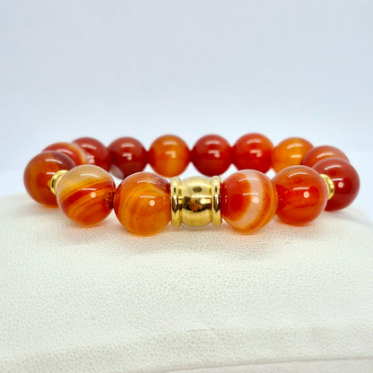Natural Carnelian Bracelet in 12mm Stones