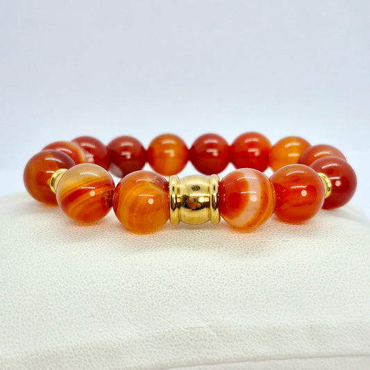 Natural Carnelian Bracelet in 12mm Stones