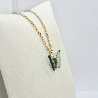 Butterfly Pendant with Gold Plated Stainless Steel Chain Necklace