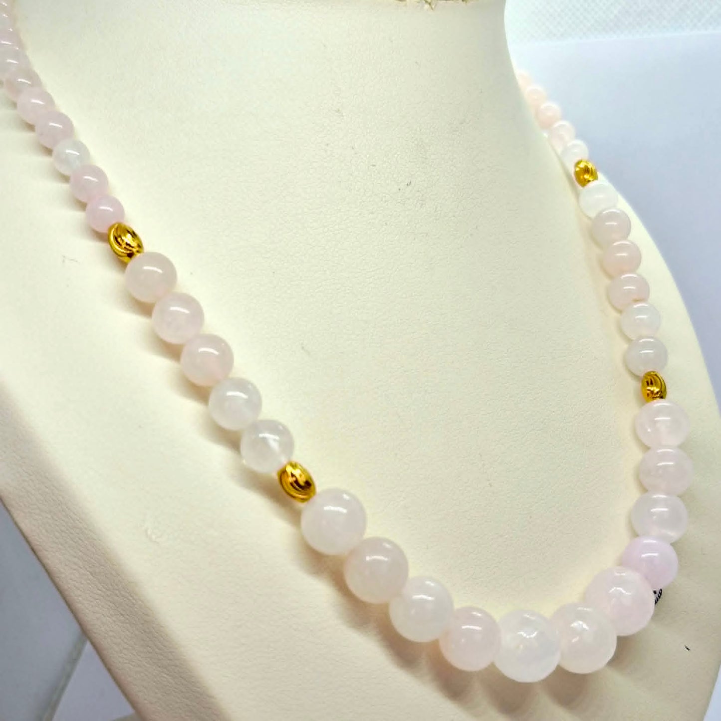 Natural Rose Quartz Necklace Choker in 8-12mm Stones