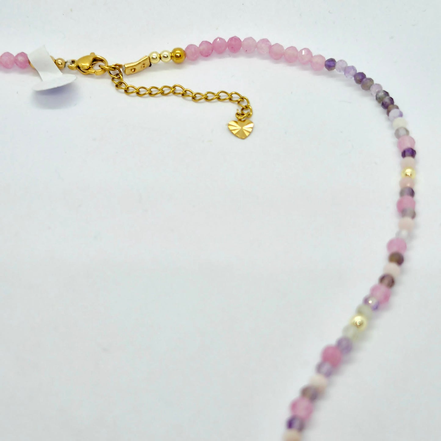 Natural Rose Quartz Donut Pendant with Amethyst and Rose Quartz Beaded Necklace