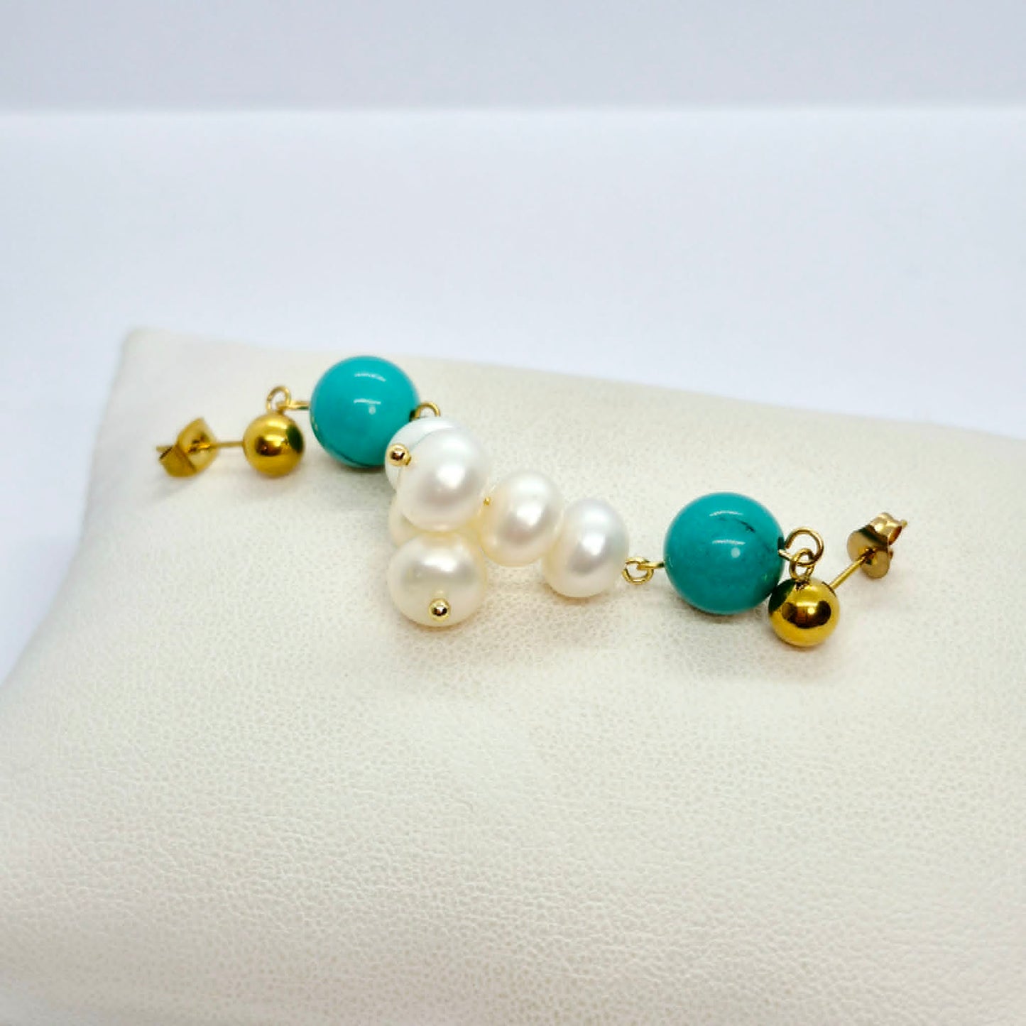 Natural Turquoise and Pearl Set 10mm Stones