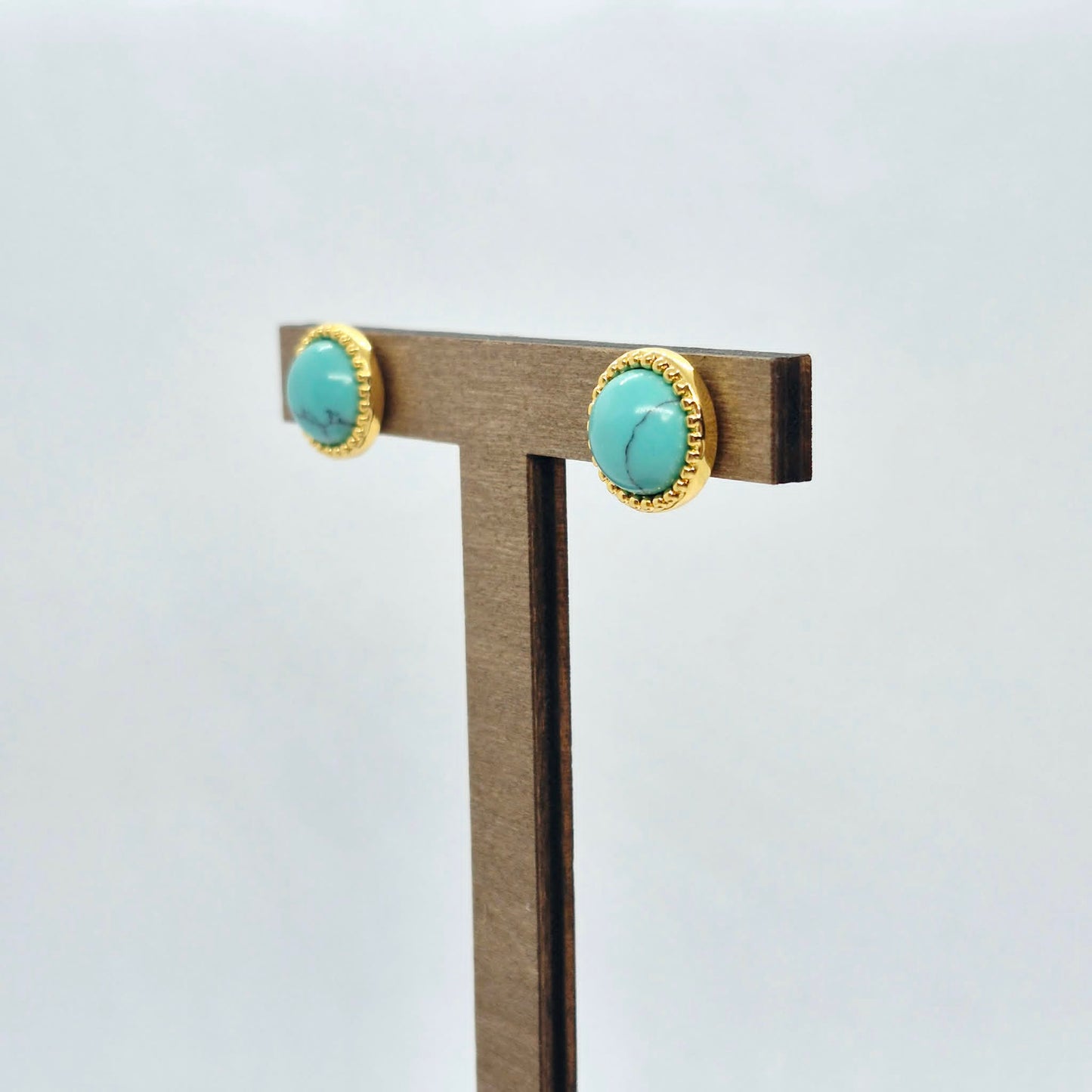 Natural Turquoise Earrings in Stainless Steel Gold Plated