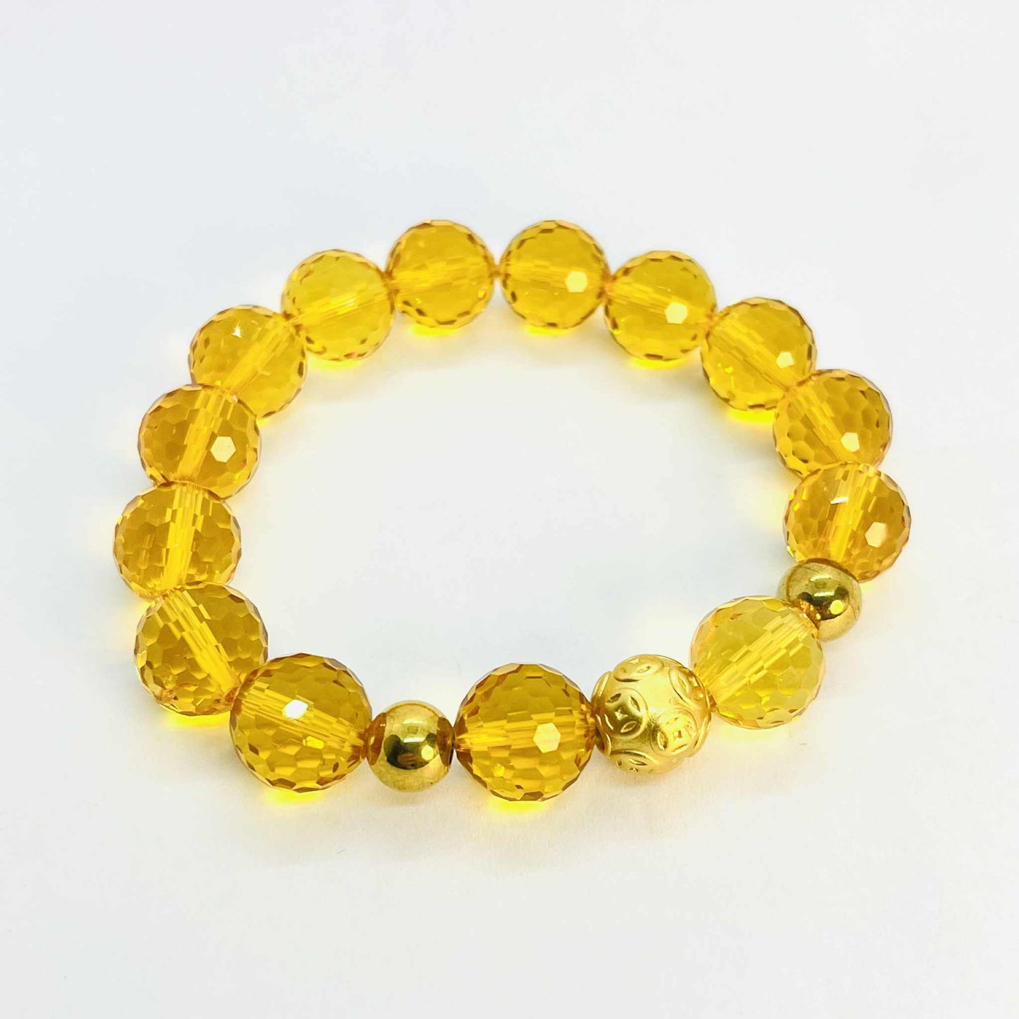Natural Faceted Citrine Bracelet with 10 or 12mm Stones