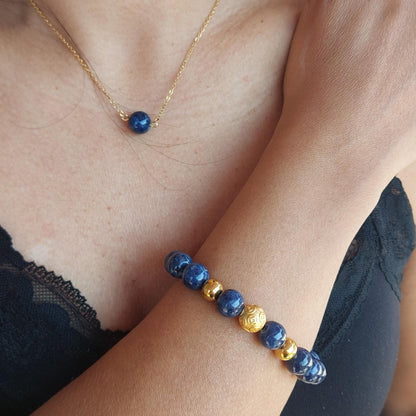 Natural AAA Sapphire Stone Set in 10mm Stones with Stainless Steel Gold Plated